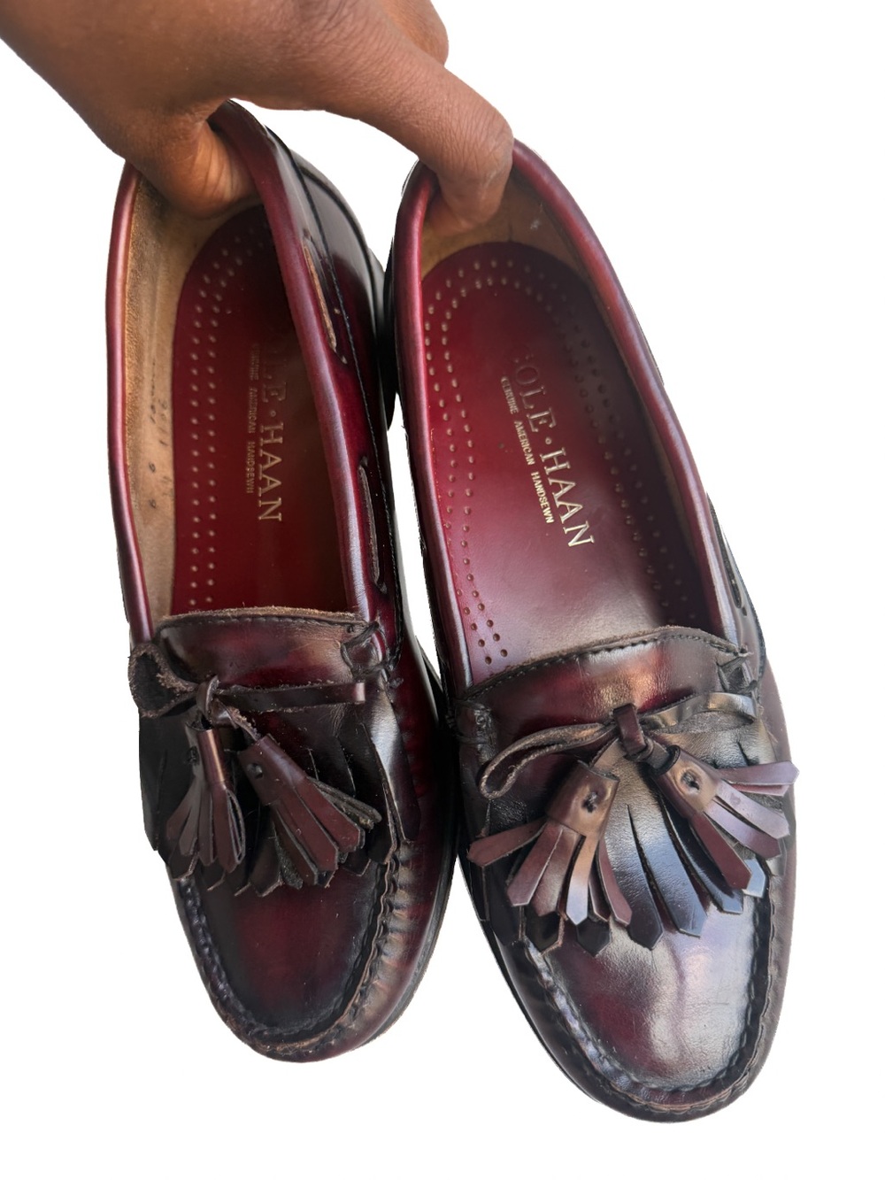 Cole Haan Men’s Burgundy Leather Tassel Loafers